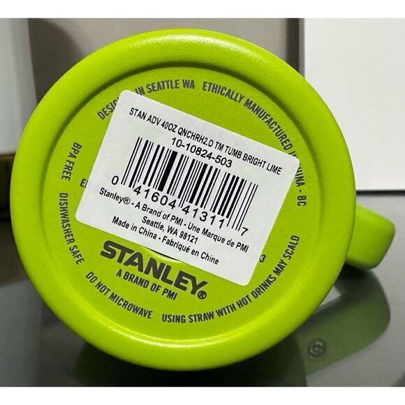 NWT LIMITED EDITION Stanley Quencher H2.0 FlowState Tumbler 40oz, BRIGHT LIME - Picture 3 of 3